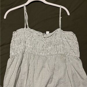 American Eagle Outfitters White and Gray Striped Camisole